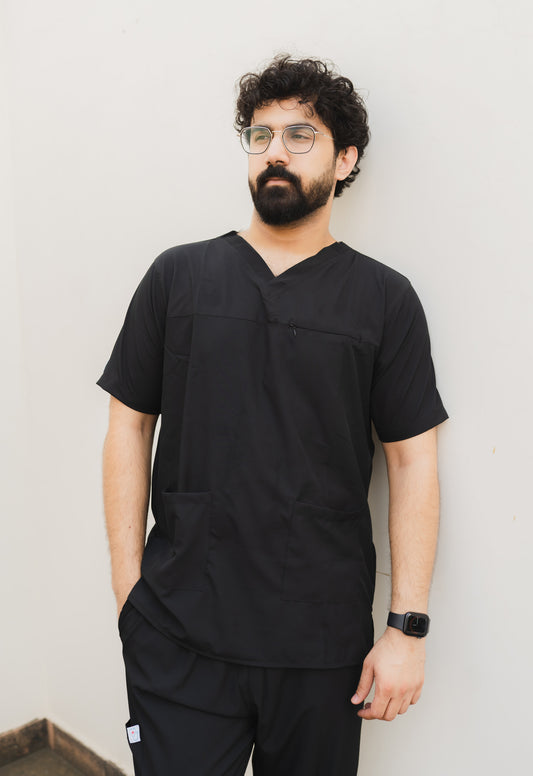 Cotton Edit: Male Performance V Neck Black with Jogger Trousers (Medium)