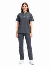 Grey Crew Neck Unisex Scrub Set