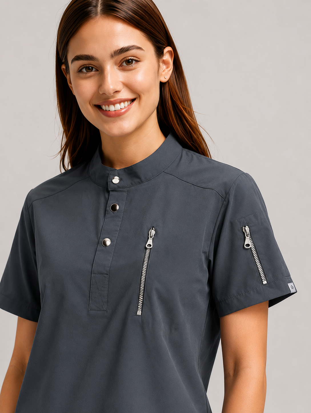 Grey Crew Neck Unisex Scrub Set
