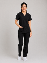 Black Female V-Neck Scrub Set