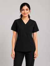 Black Female V-Neck Scrub Set