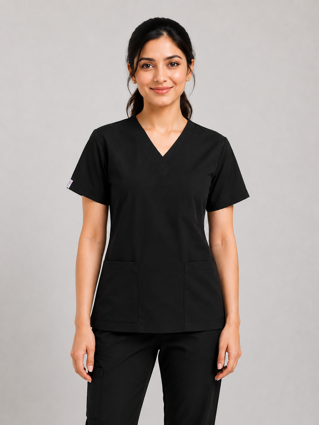 Black Female V-Neck Scrub Set