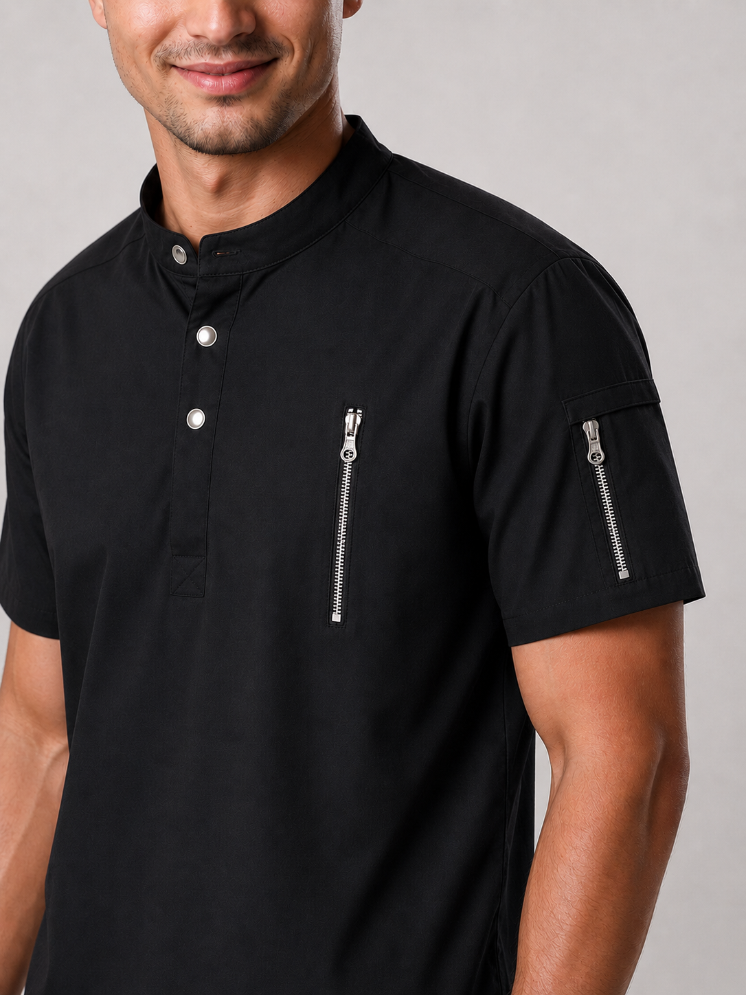 Black Crew Neck Unisex Scrub Set