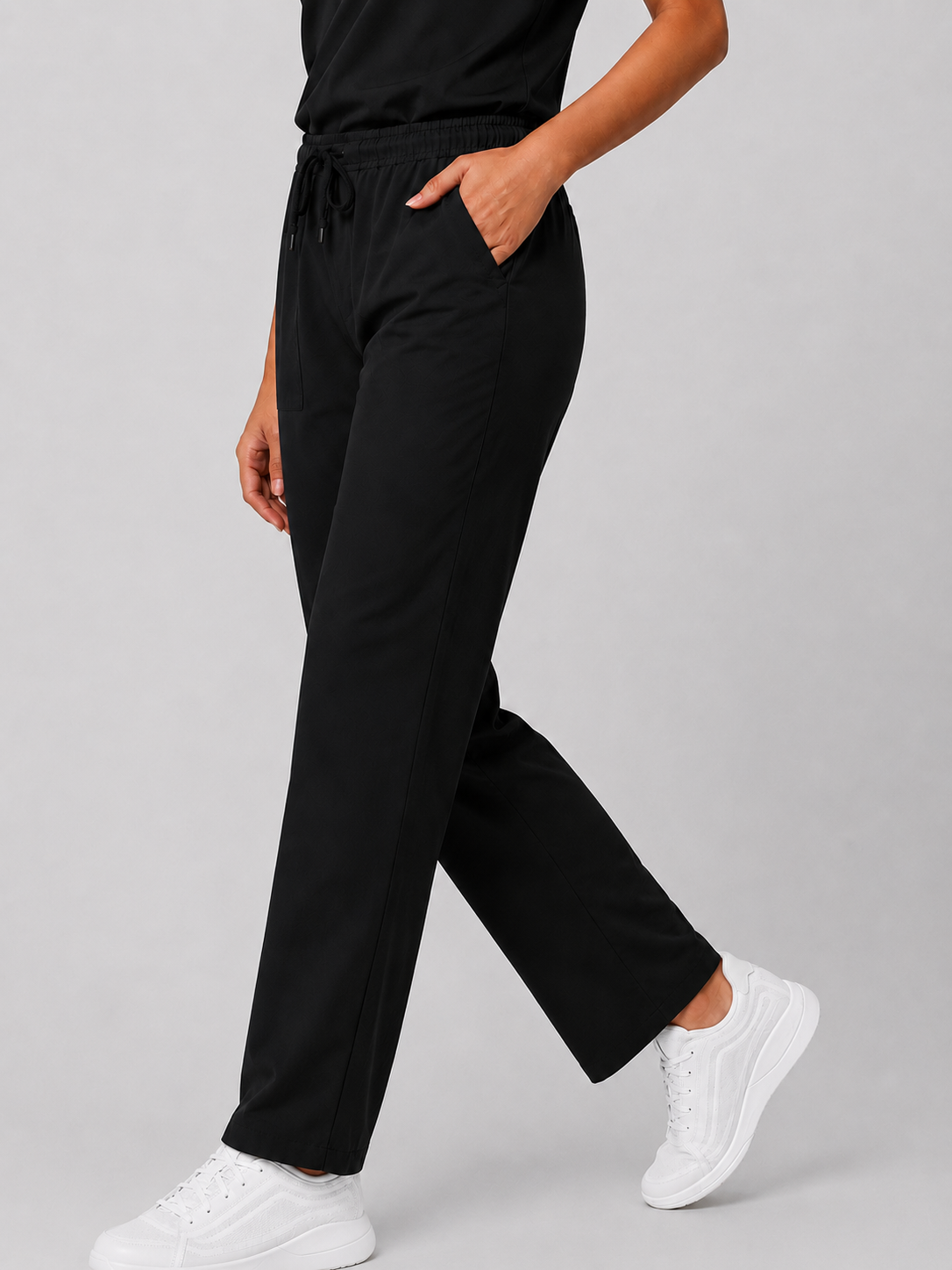 Black Collar Tunic Scrub Set