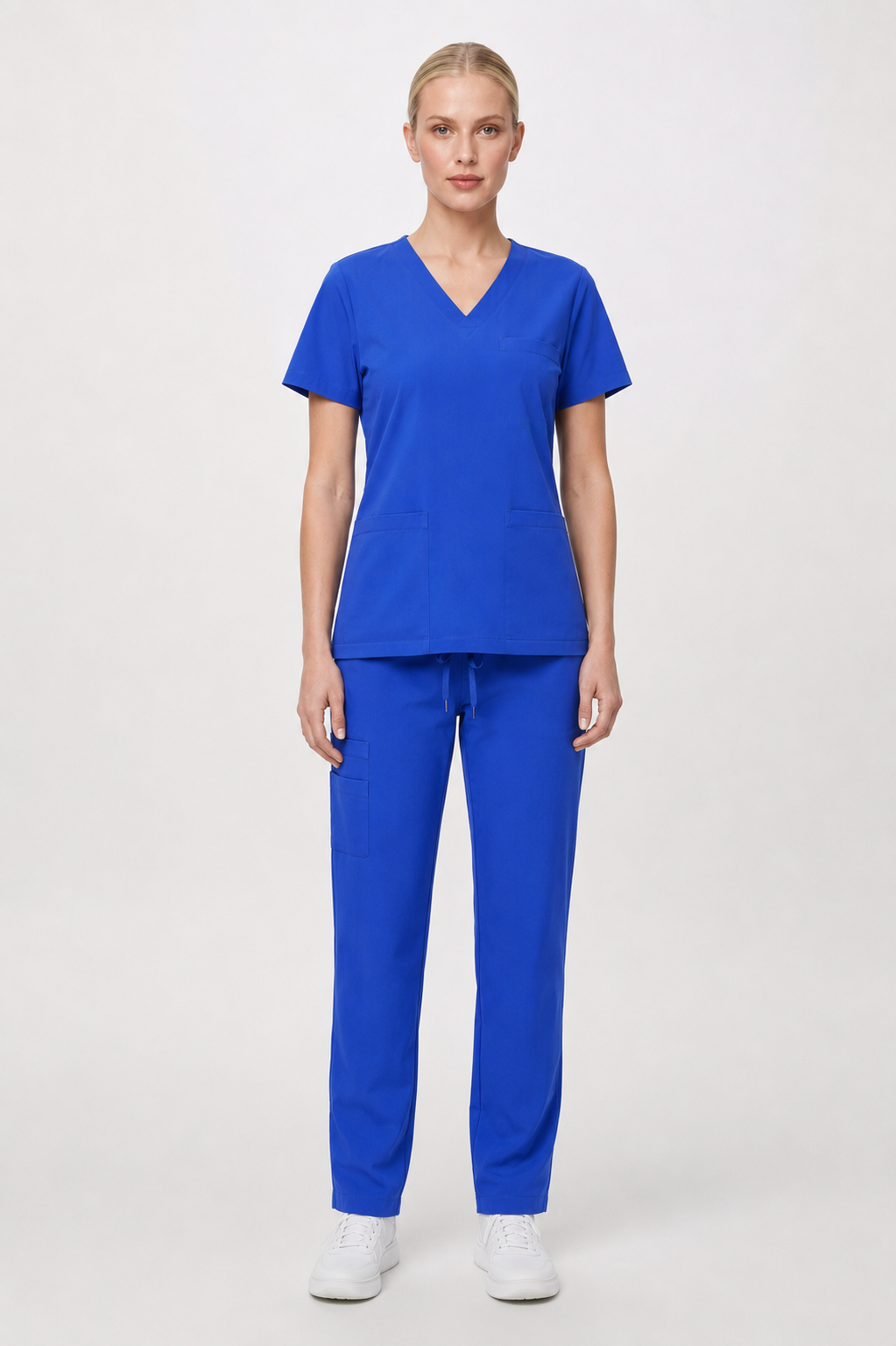 Blue Female V-Neck Scrub Set