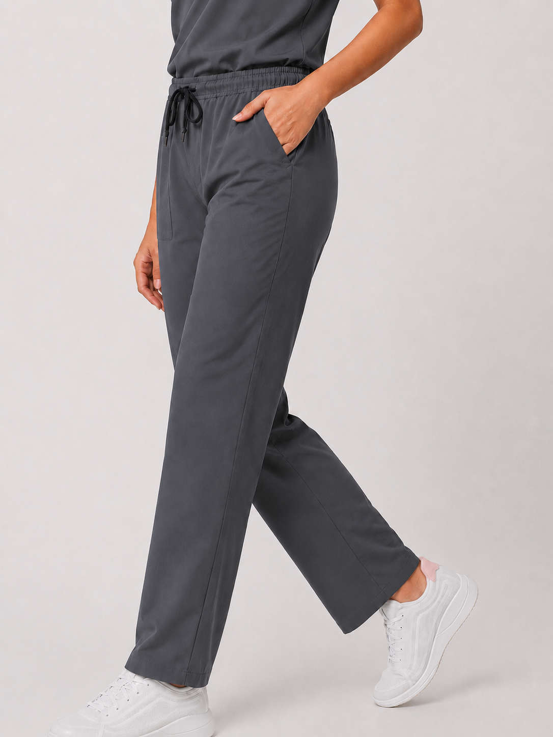 Grey Collar Tunic Scrub Set