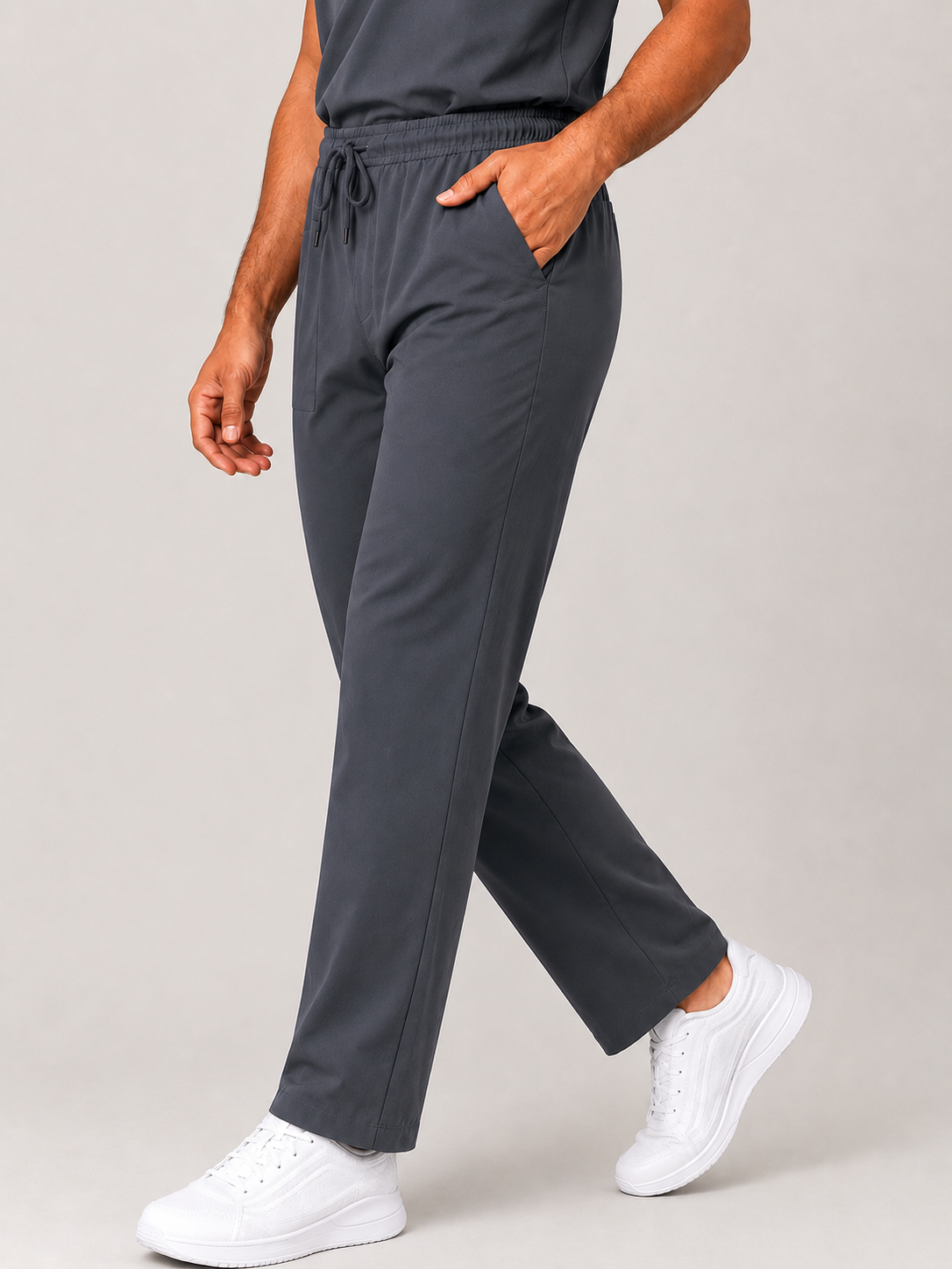 Grey Male Performance V-Neck Scrub Set
