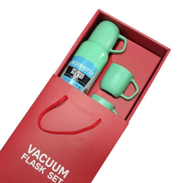 New Shape Vacuum Flask Stainless Steel Bottle With 2 Cups And Gift Box 550 Ml (direct Sip Option)