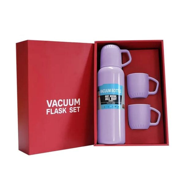 New Shape Vacuum Flask Stainless Steel Bottle With 2 Cups And Gift Box 550 Ml (direct Sip Option)
