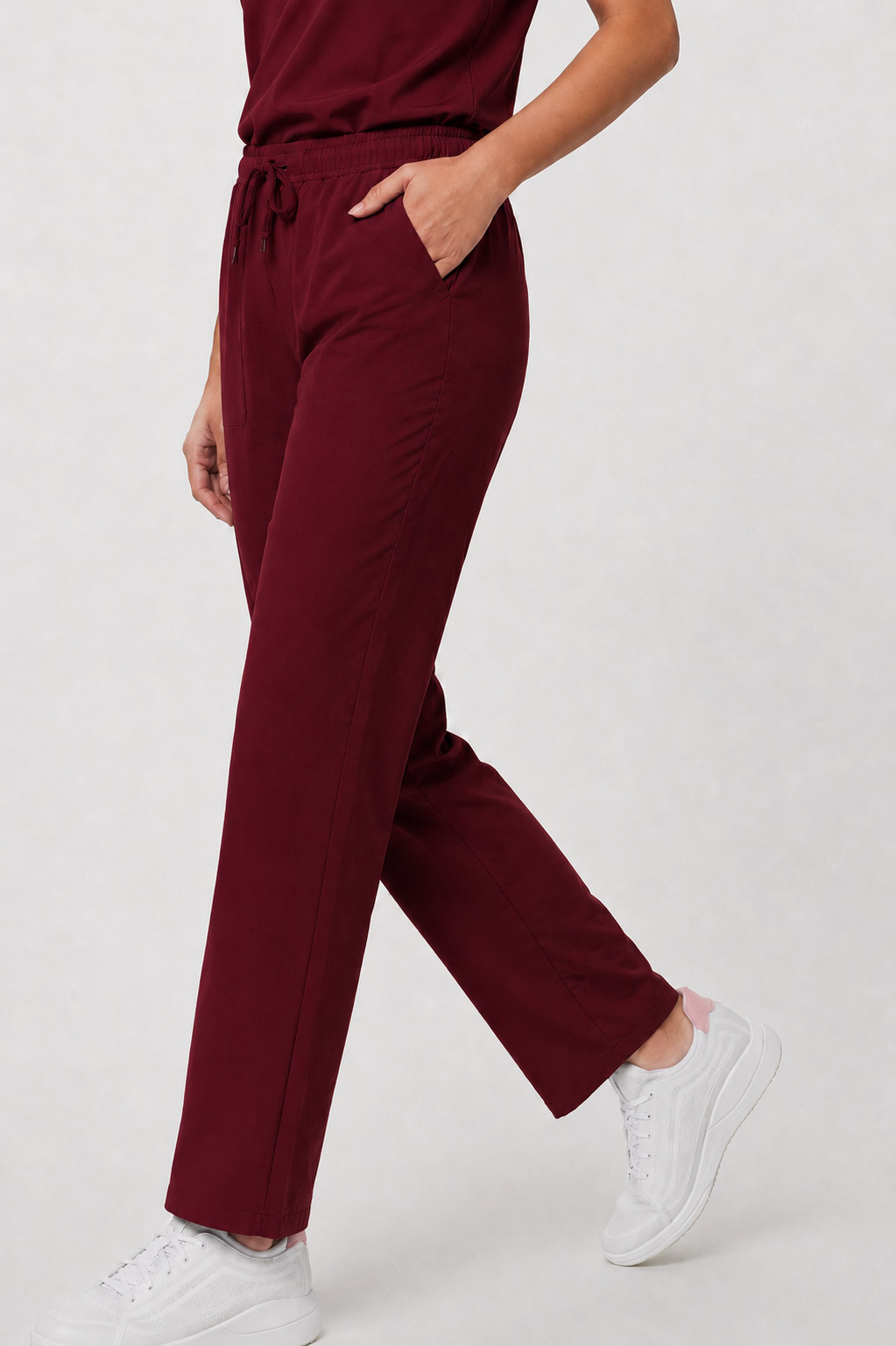 Burgundy Female V-Neck Scrub Set