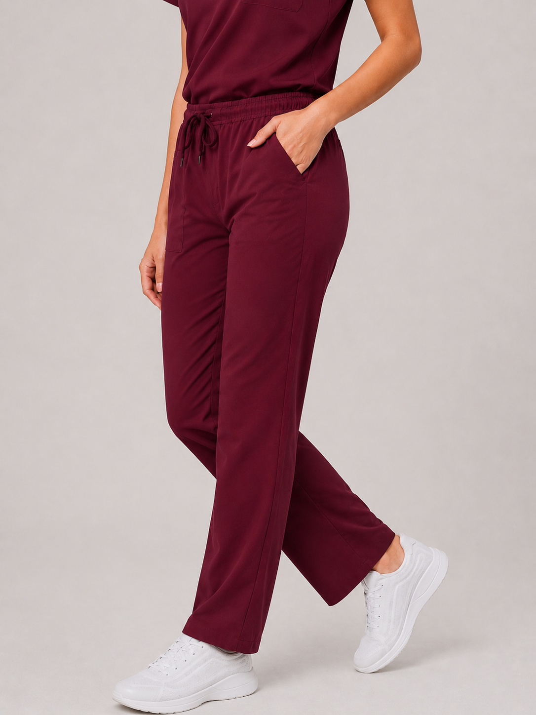 Burgundy Crew Neck Unisex Scrub Set