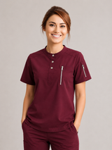 Burgundy Crew Neck Unisex Scrub Set