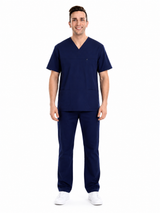 Navy Blue Male Performance V-Neck Scrub Set