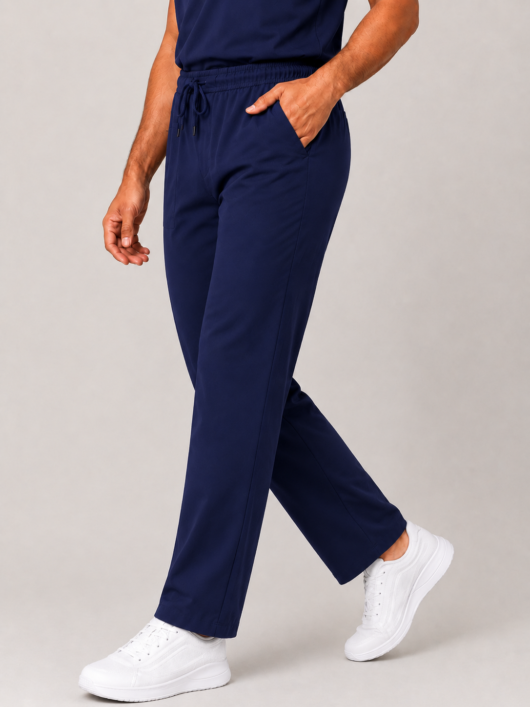 Navy Blue Male Performance V-Neck Scrub Set