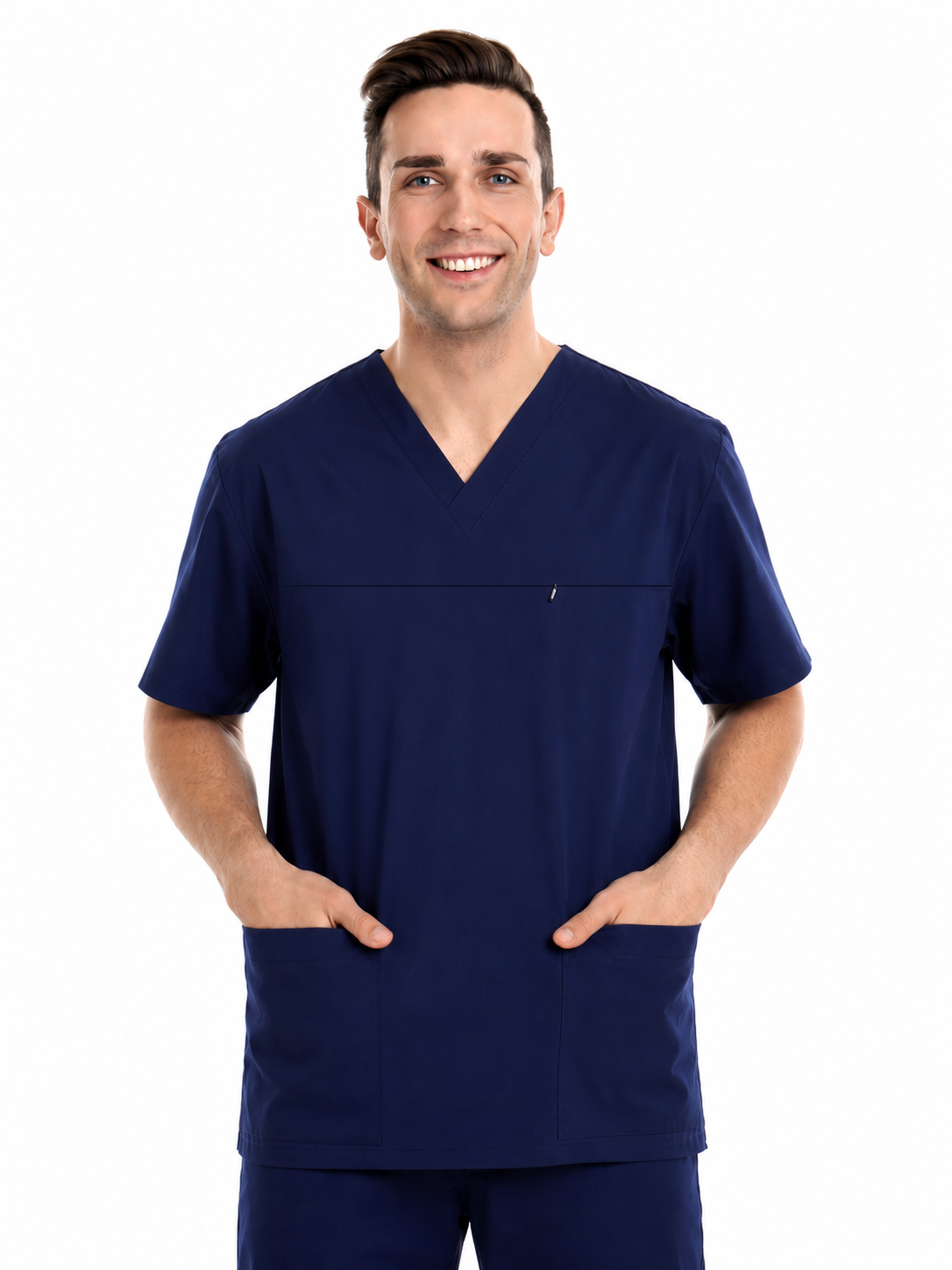 Navy Blue Male Performance V-Neck Scrub Set