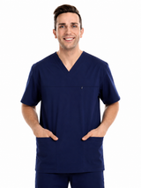 Navy Blue Male Performance V-Neck Scrub Set