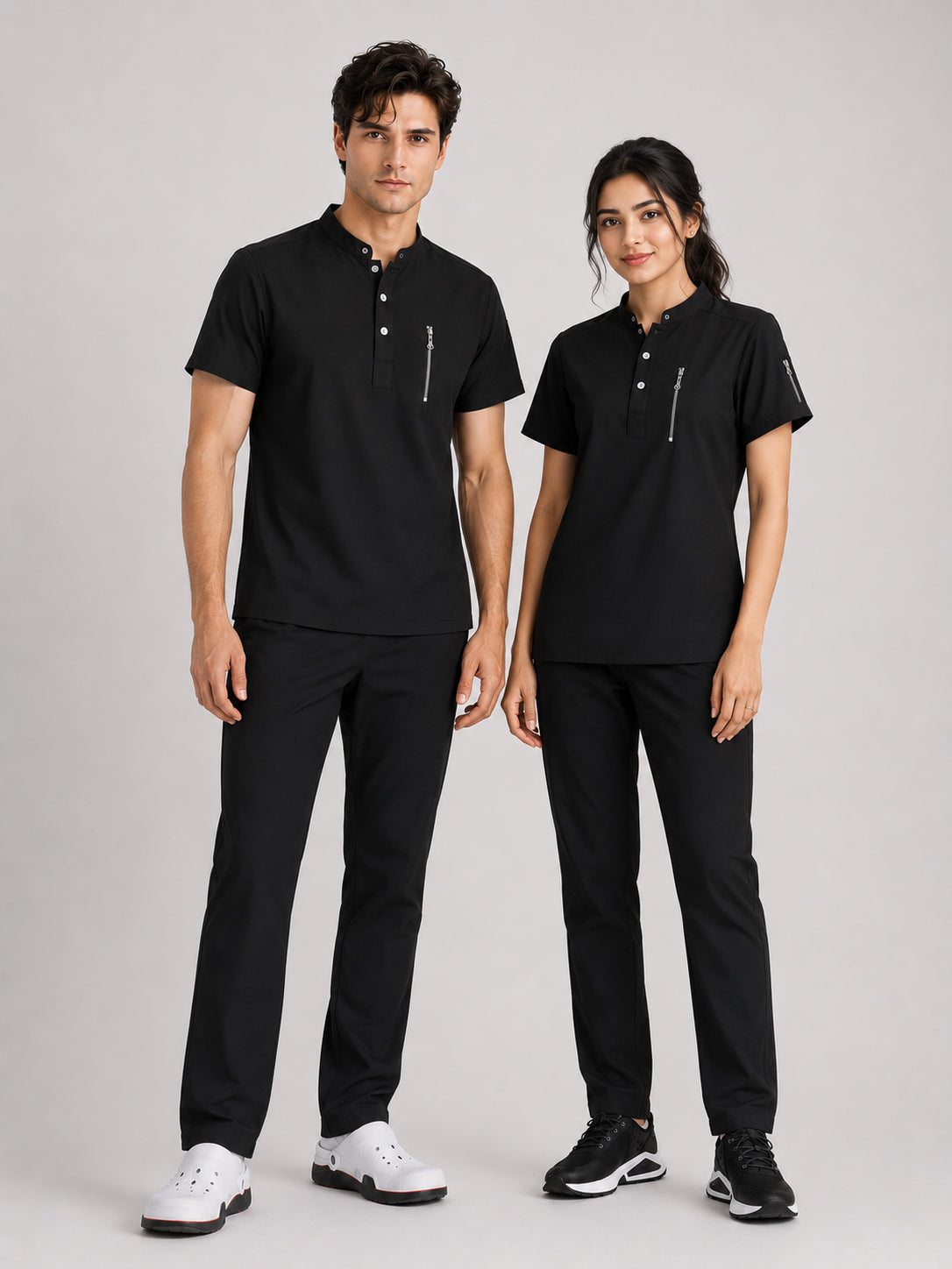 Black Crew Neck Unisex Scrub Set