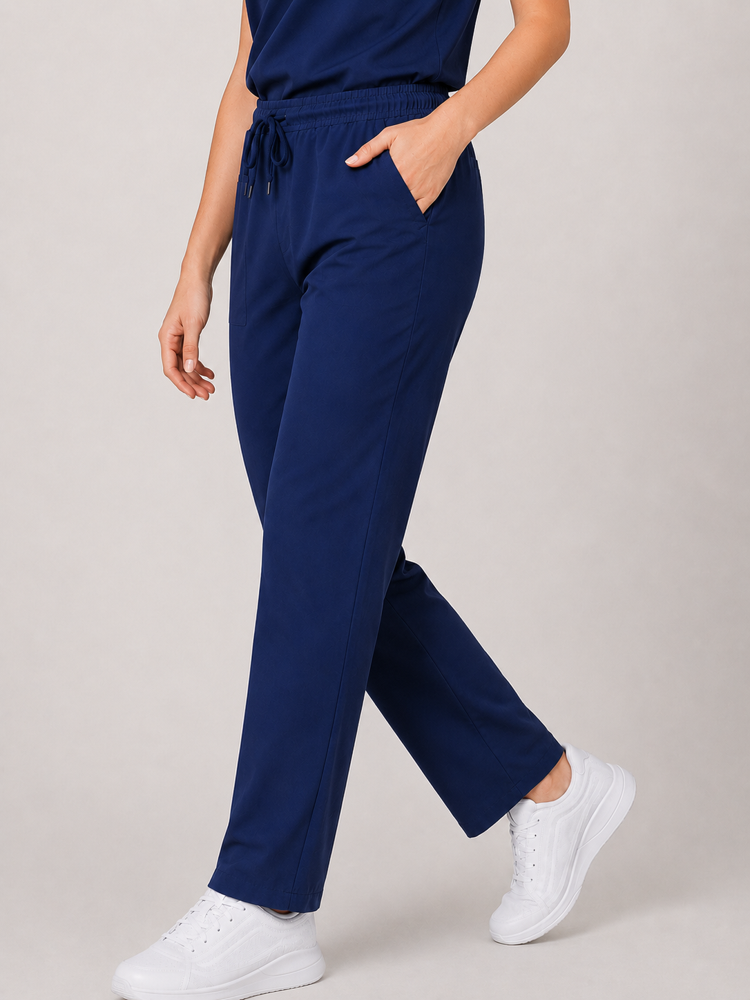 Navy Blue Female V-Neck Scrub Set