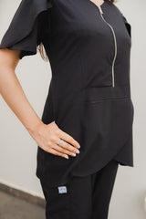 Cotton Edit: Female Tulip Zipper Black with Straight Trousers (Small)