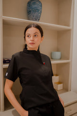 Cotton Edit: Female Collar Tunic Black with Jogger Trousers (Small)