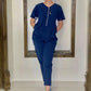 Cotton Edit: Female Tulip Zipper Navy Blue with Straight Trousers (Small)