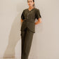 Cotton Edit: Female Tulip Zipper Olive Green with Straight Trousers (Small)